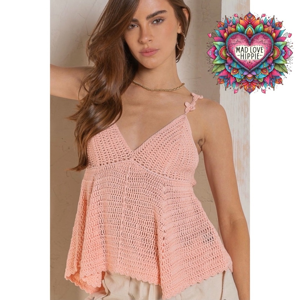 POL Blush Pink V Neck Sleeveless Cropped Knit Babydoll Top - Picture 7 of 11